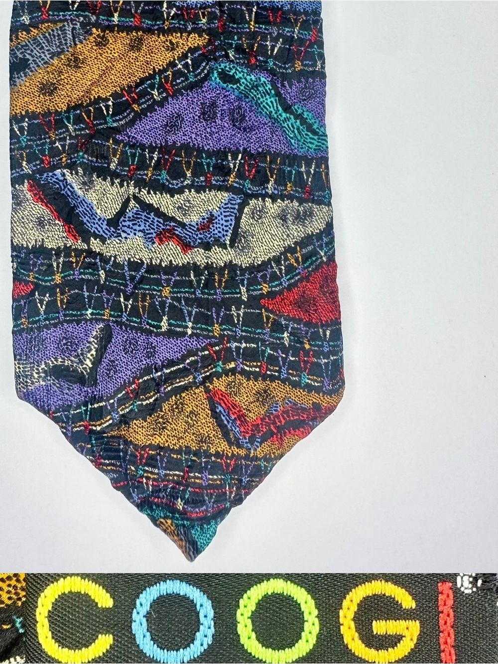 Vintage COOGI AUSTRALIA Funky Colorful 80’s Handmade Silk Classic Tie, 4”